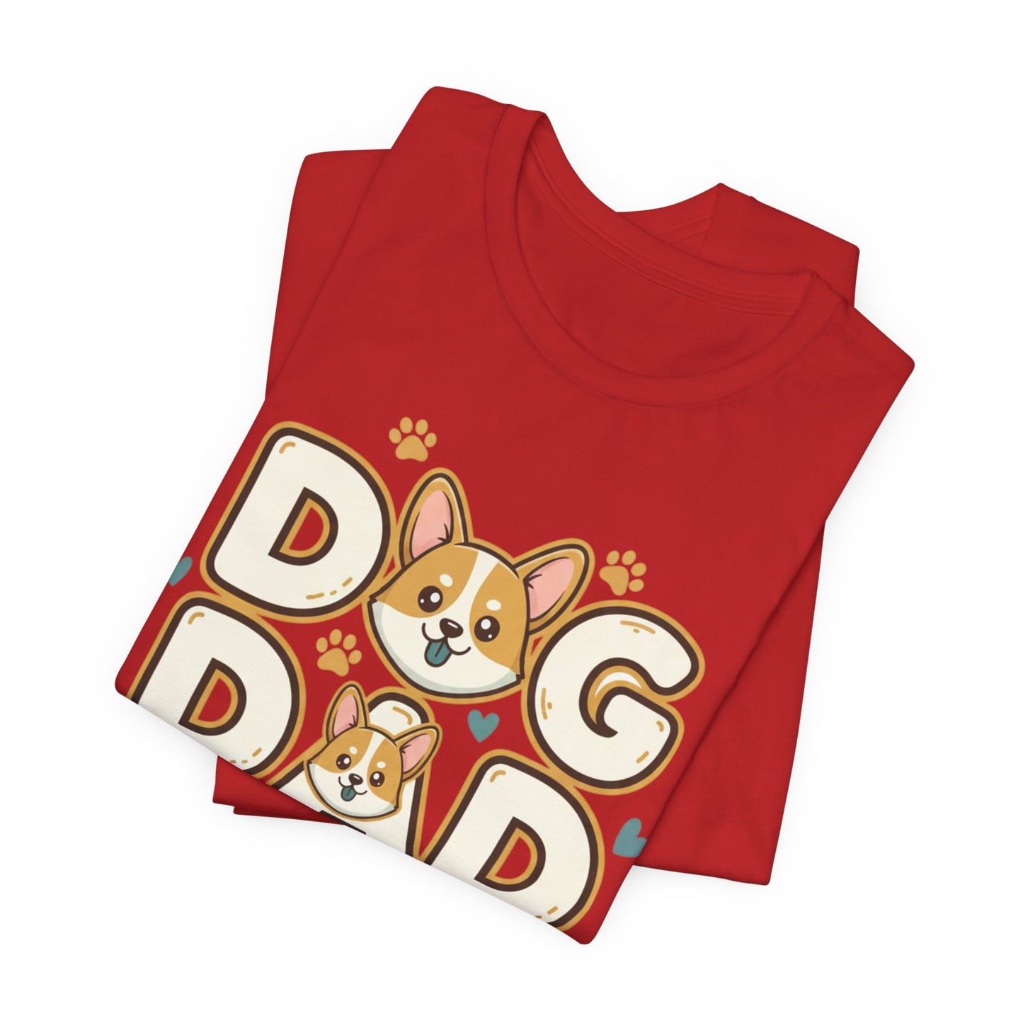 Dog Dad T-Shirt — Cute Corgi Paw & Heart Graphic Tee for Pet Parents