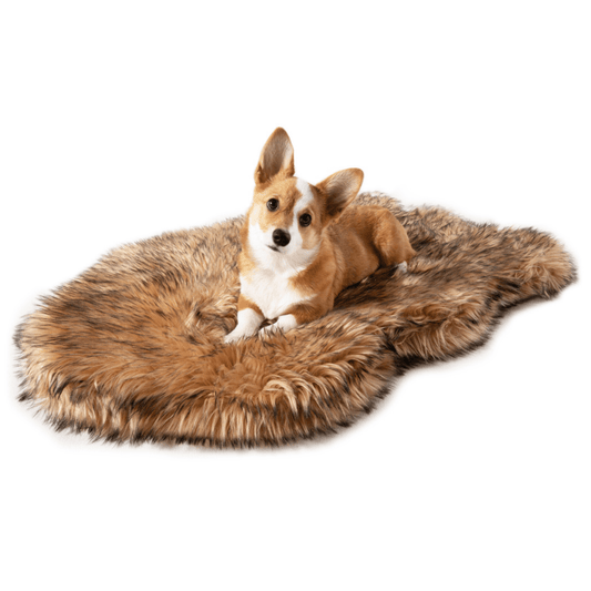 Faux Fur Orthopedic Dog Bed - Curve Sable Tan