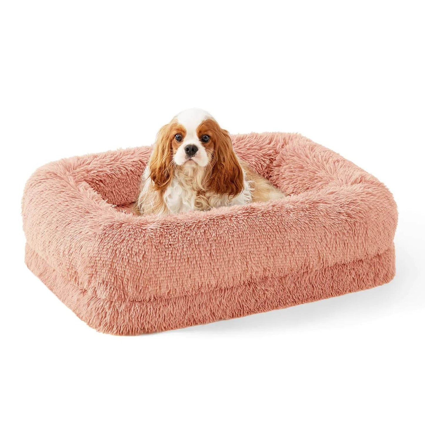 Orthopedic Dog Bed โ Calming Sofa Bed - Pink - Washable
