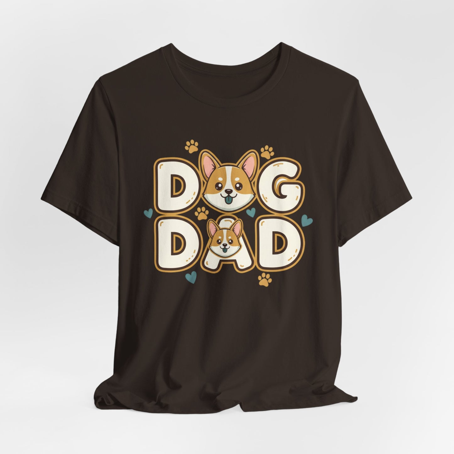 Dog Dad T-Shirt — Cute Corgi Paw & Heart Graphic Tee for Pet Parents