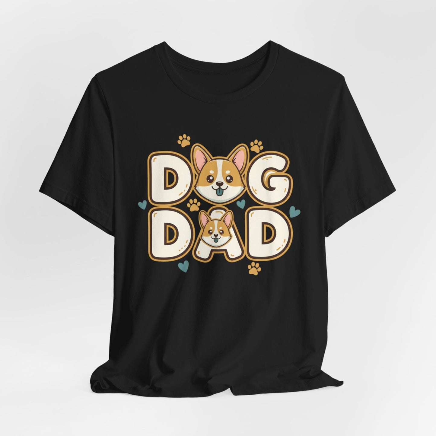 Dog Dad T-Shirt — Cute Corgi Paw & Heart Graphic Tee for Pet Parents
