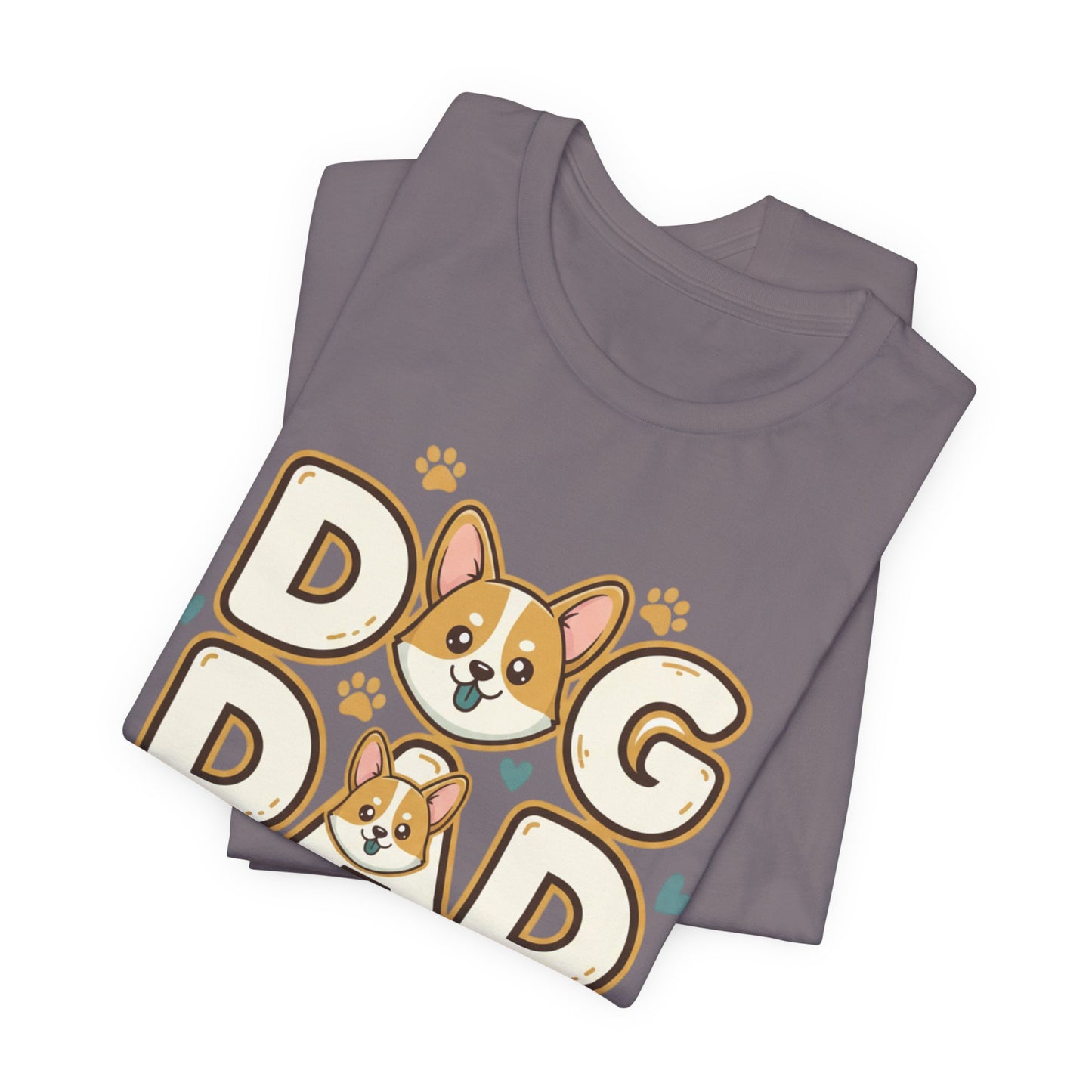 Dog Dad T-Shirt — Cute Corgi Paw & Heart Graphic Tee for Pet Parents