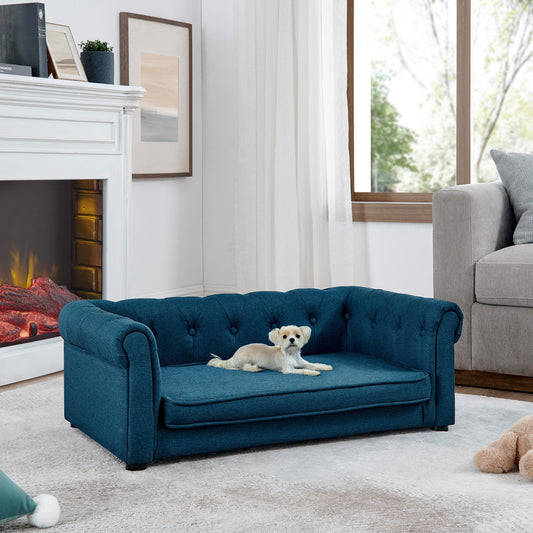 Elegant Rectangle Pet Bed - Durable Elevated Dog Sofa Bed -  Comfortable Dog Couch - Blue Foam - 40'*23'*14'