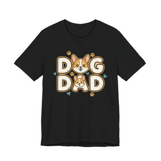 Dog Dad T-Shirt — Cute Corgi Paw & Heart Graphic Tee for Pet Parents