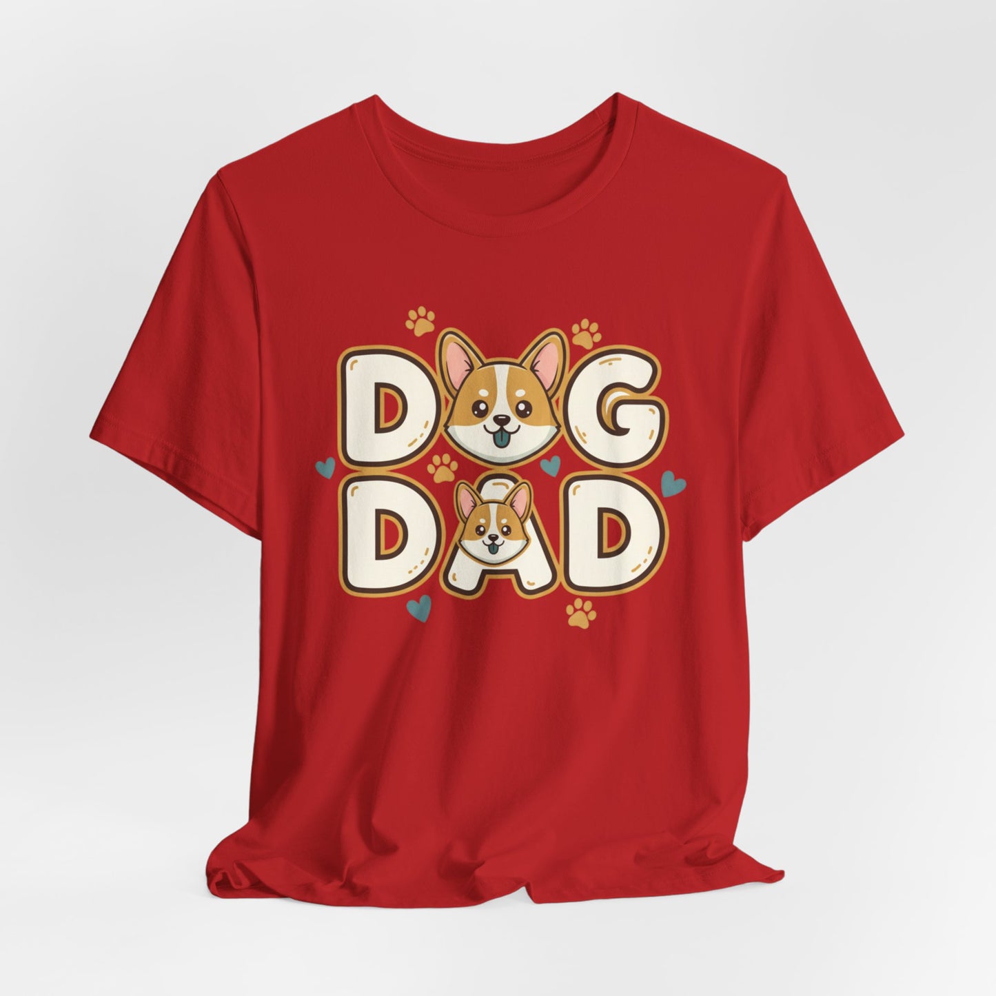 Dog Dad T-Shirt — Cute Corgi Paw & Heart Graphic Tee for Pet Parents