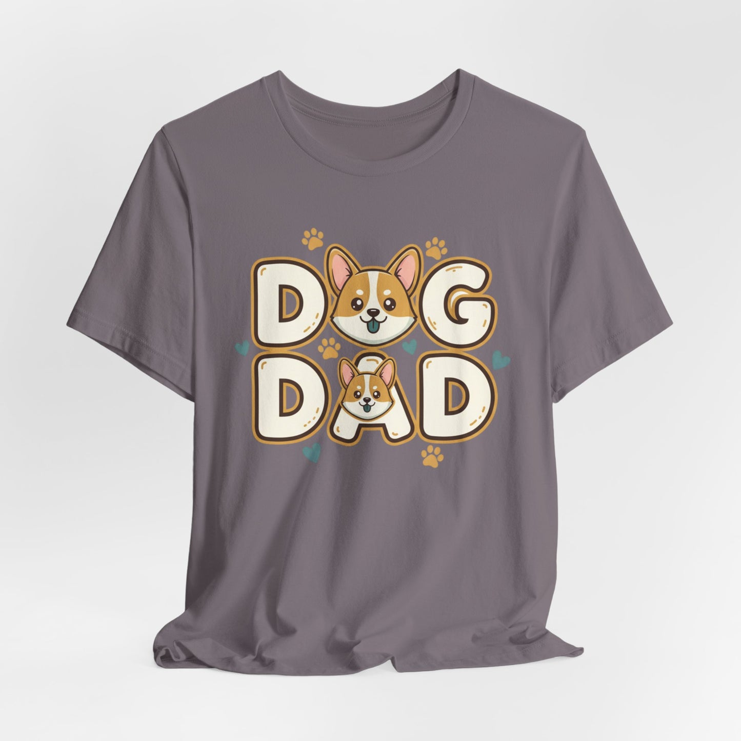 Dog Dad T-Shirt — Cute Corgi Paw & Heart Graphic Tee for Pet Parents