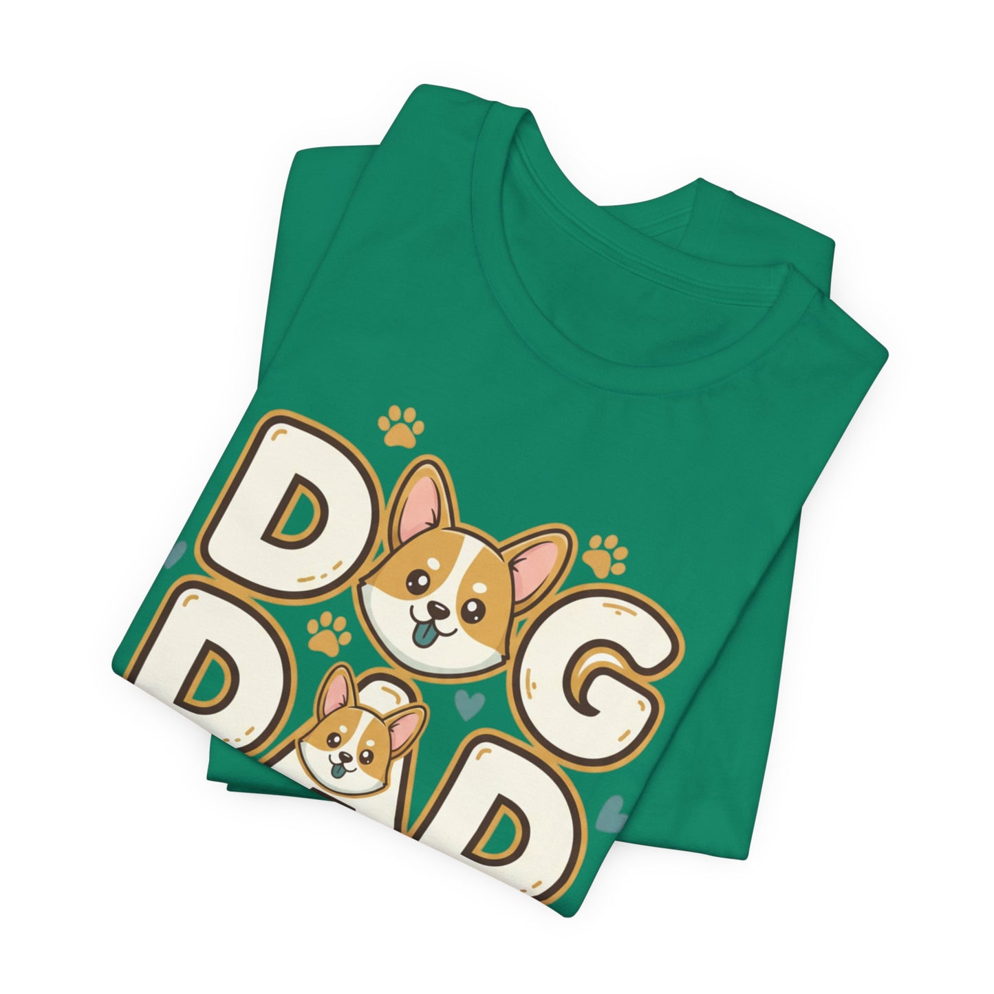 Dog Dad T-Shirt — Cute Corgi Paw & Heart Graphic Tee for Pet Parents