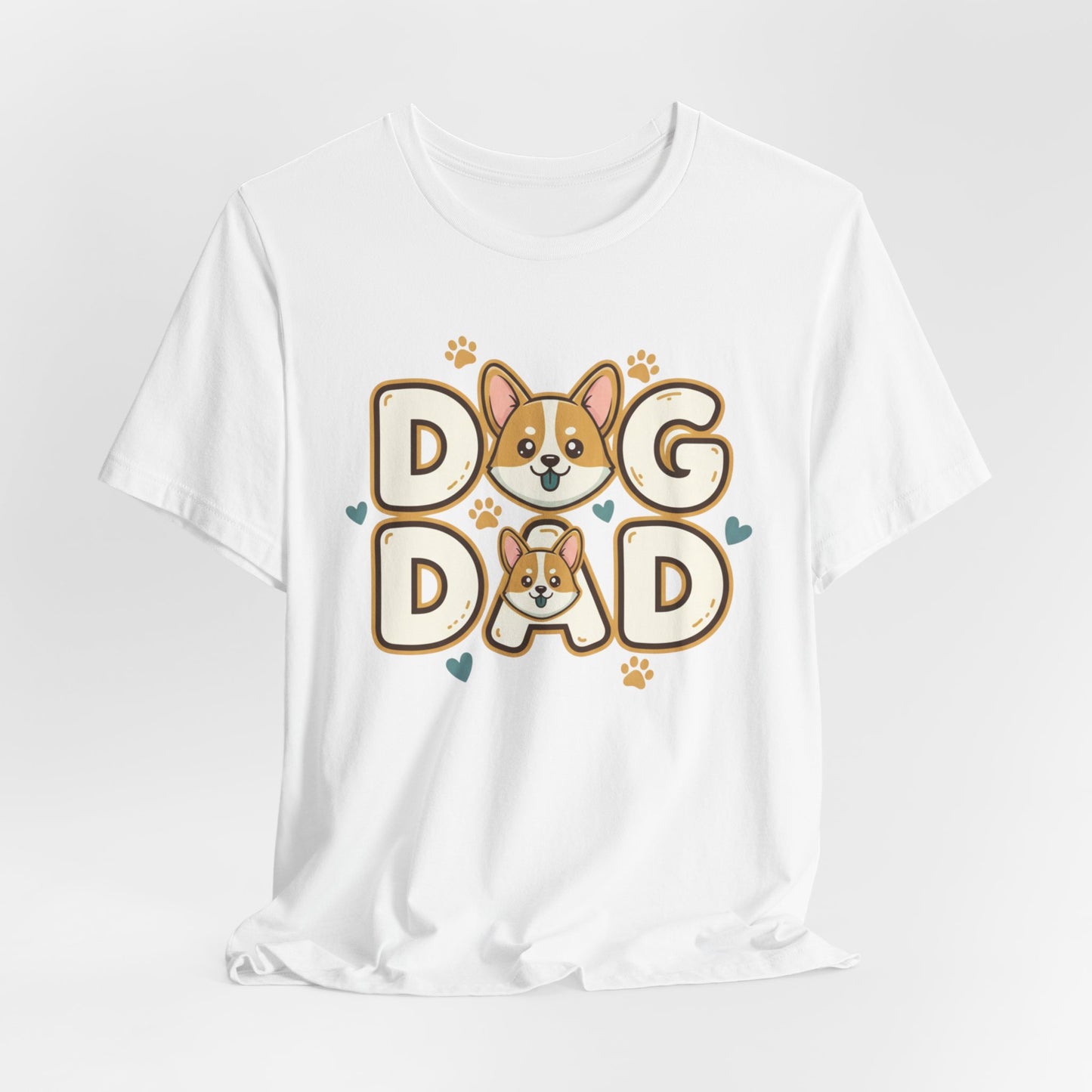 Dog Dad T-Shirt — Cute Corgi Paw & Heart Graphic Tee for Pet Parents