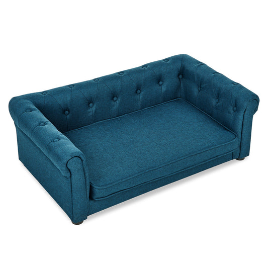 Elegant Rectangle Pet Bed - Durable Elevated Dog Sofa Bed -  Comfortable Dog Couch - Blue Foam - 40'*23'*14'
