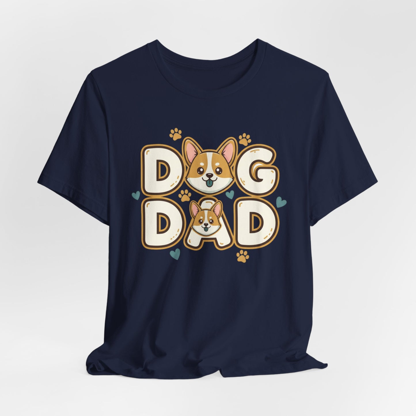Dog Dad T-Shirt — Cute Corgi Paw & Heart Graphic Tee for Pet Parents