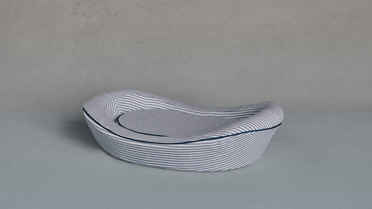 Timeless Dog Bed in Blue Blood Ticking