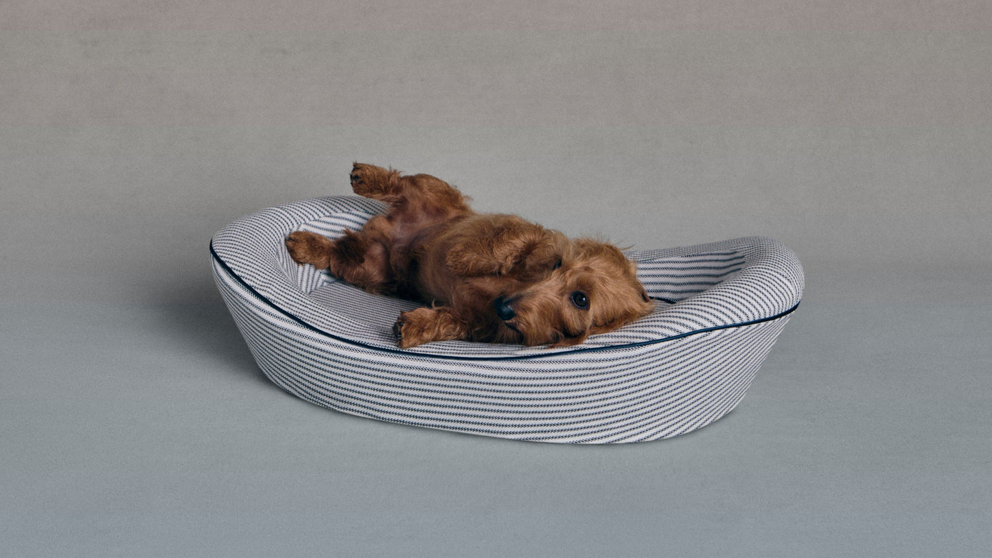 Timeless Dog Bed in Blue Blood Ticking