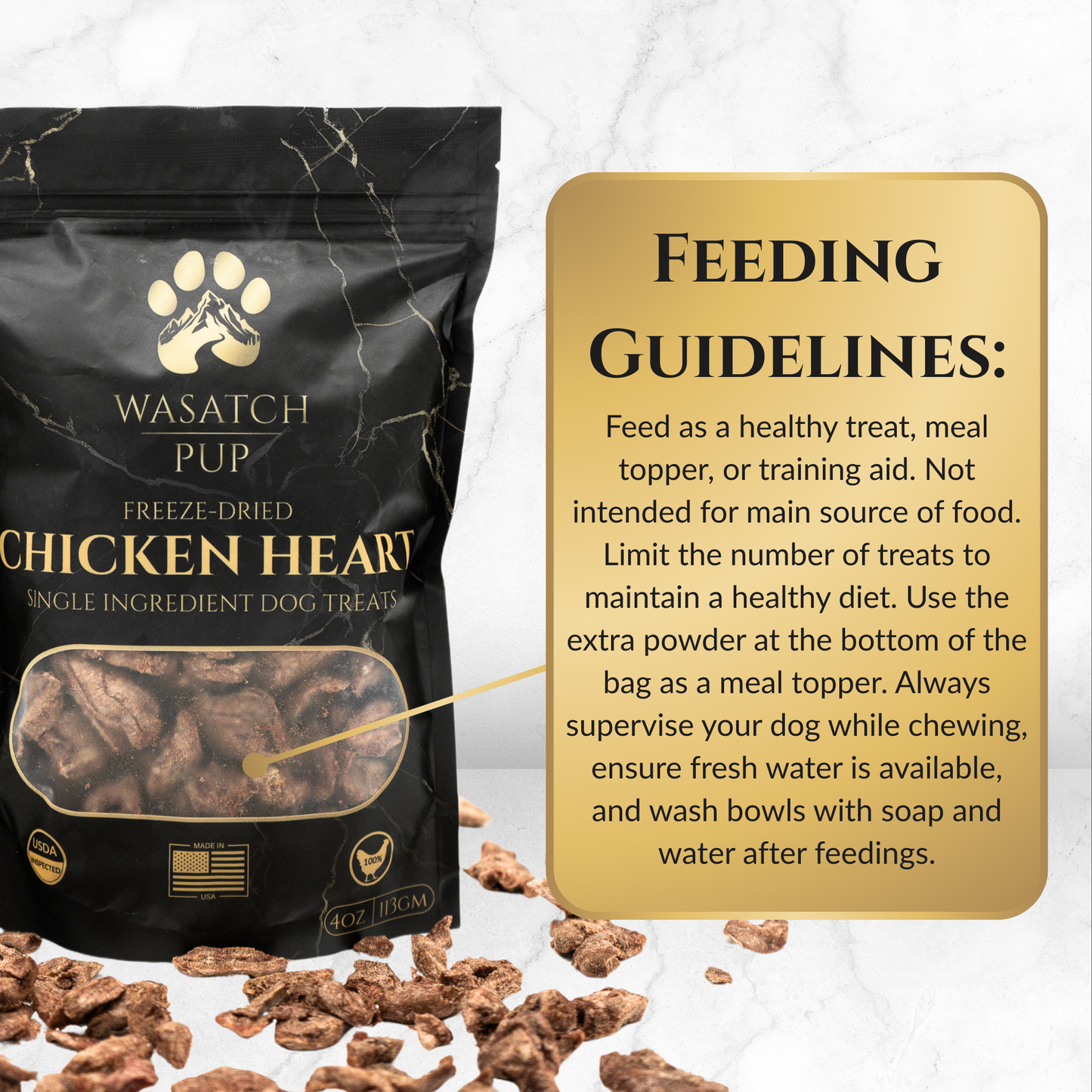 Freeze-Dried Chicken Heart | Single Ingredient Dog Treats