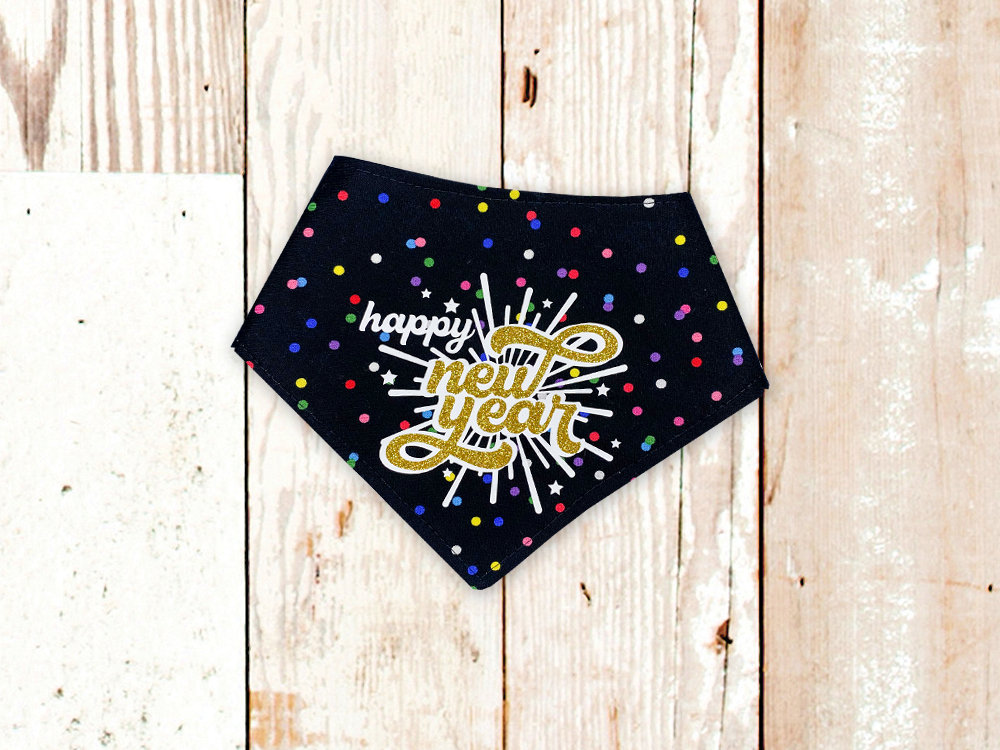 "Happy New Year" Dog Bandana