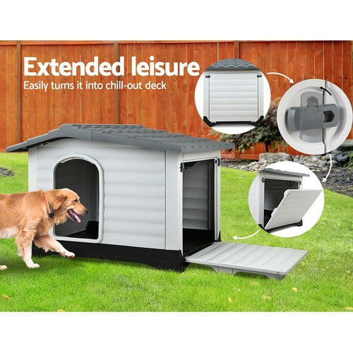 i.Pet Dog Kennel House Extra Large Outdoor Plastic Puppy Pet Cabin