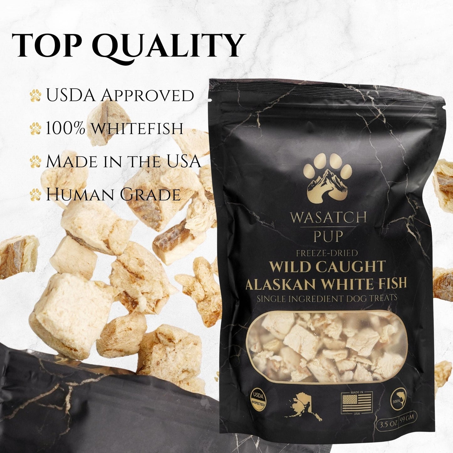 Freeze-Dried Alaskan Whitefish | Single Ingredient Dog Treats