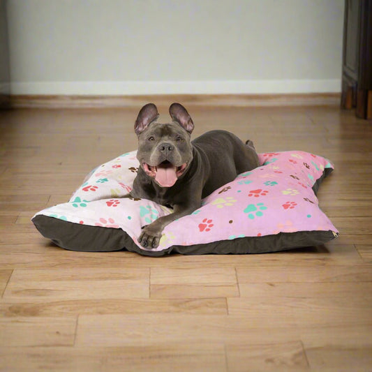 Colorful Paw Print Pet Bed | Cozy Dog & Cat Bed