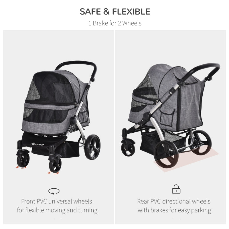 Travel Pet Stroller with Adjustable Handlebar
