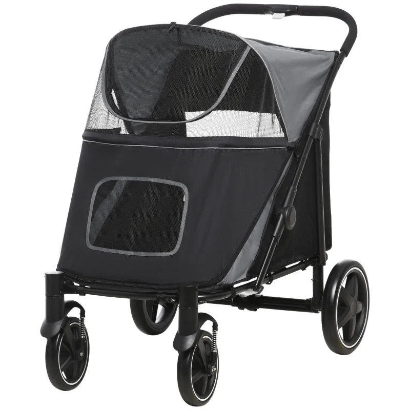 One-Click Foldable Stroller for Large Medium Small Dogs, Pet, Cats with Storage
