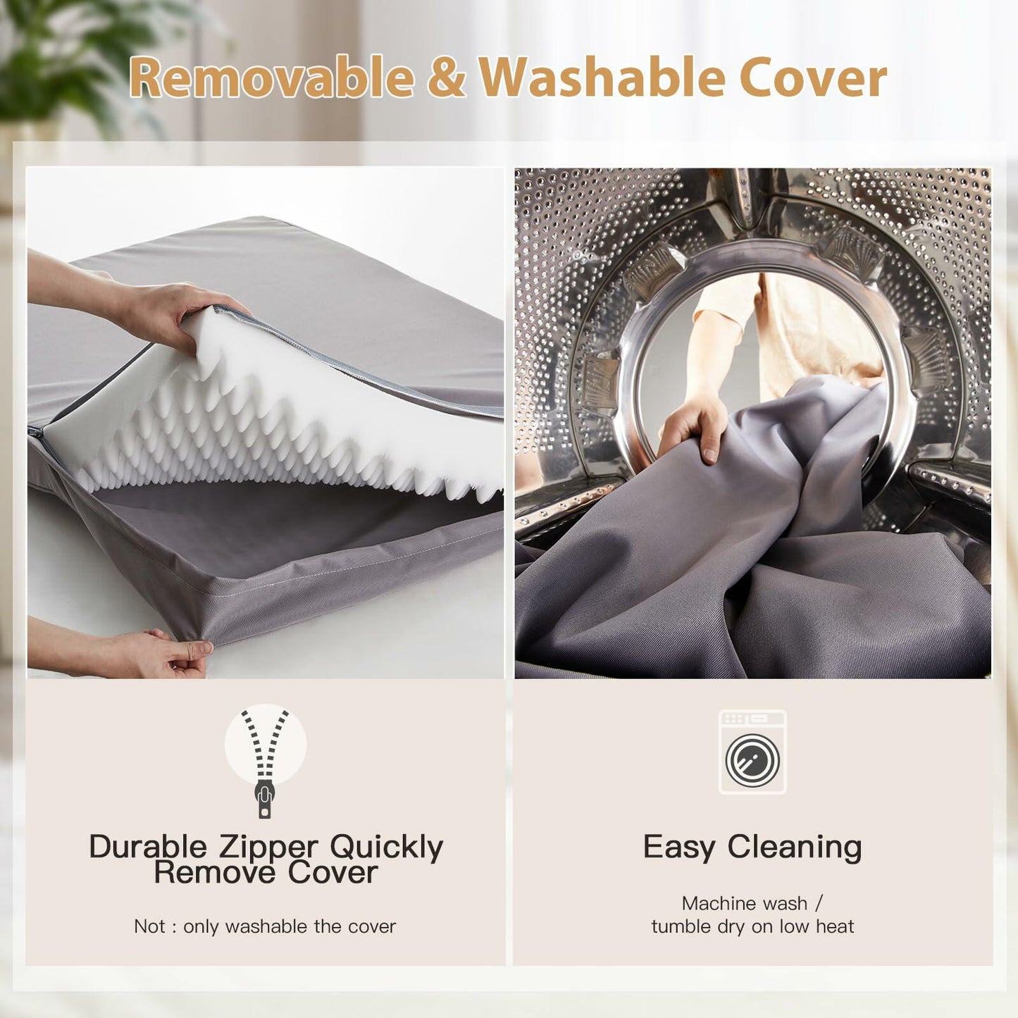 BFPETHOME Orthopedic Waterproof Dog Bed Grey 42x30in Large