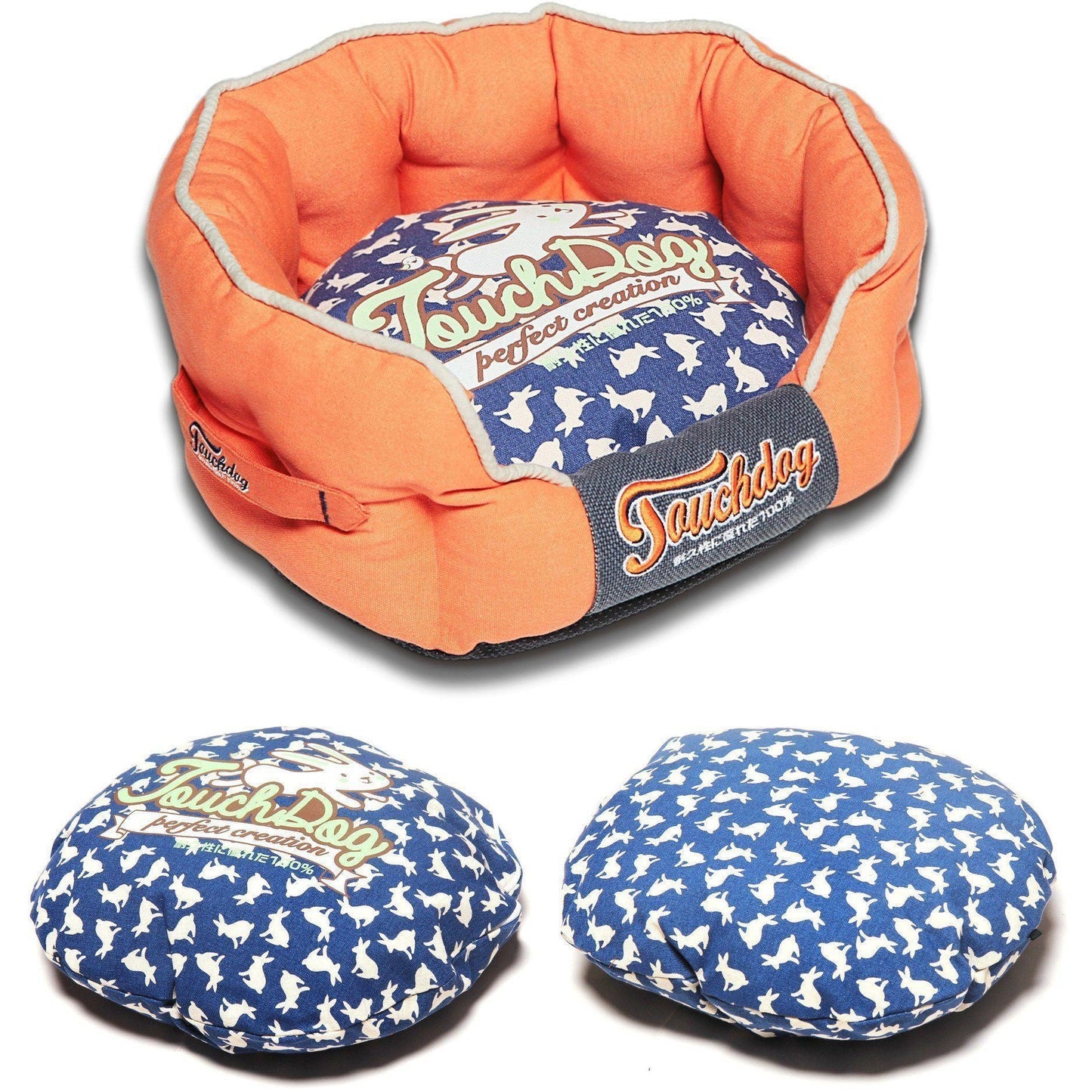 Touchdog ® 'Lazy-Bones' Rabbit-Spotted Rounded Designer Dog Bed