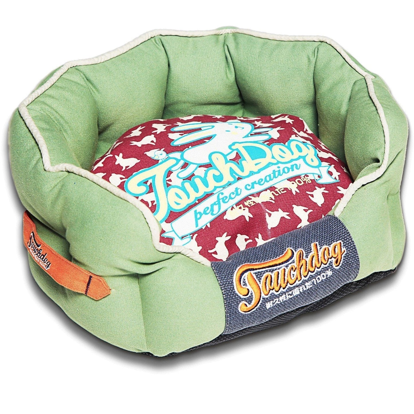 Touchdog ® 'Lazy-Bones' Rabbit-Spotted Rounded Designer Dog Bed